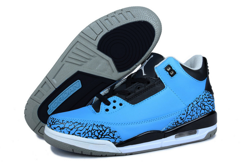 Air Jordan 3 Men Shoes Black/Deepskyblue Online